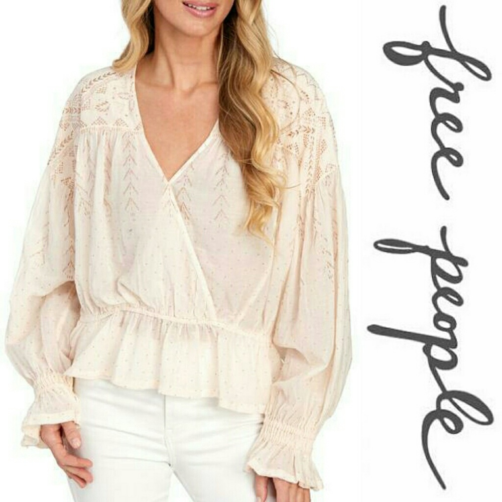 Free People Counting Stars Peplum Blouse Top - XS